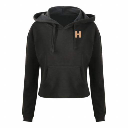 Cropped Hoodie - Black with Letter