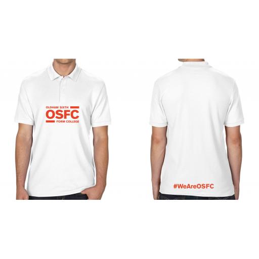 Oldham Sixth Form College Polo Shirt - Design 1 with Orange Print