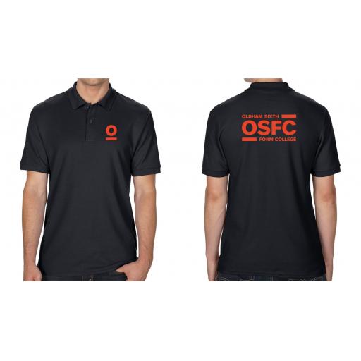 Oldham Sixth Form College Polo Shirt - Design 2 with Orange Print